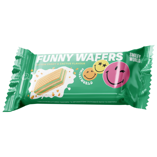 Вафлі з начинкою “SmileyWorld FUNNY WAFERS” з ароматом солодкої вати та кактусу, 400г